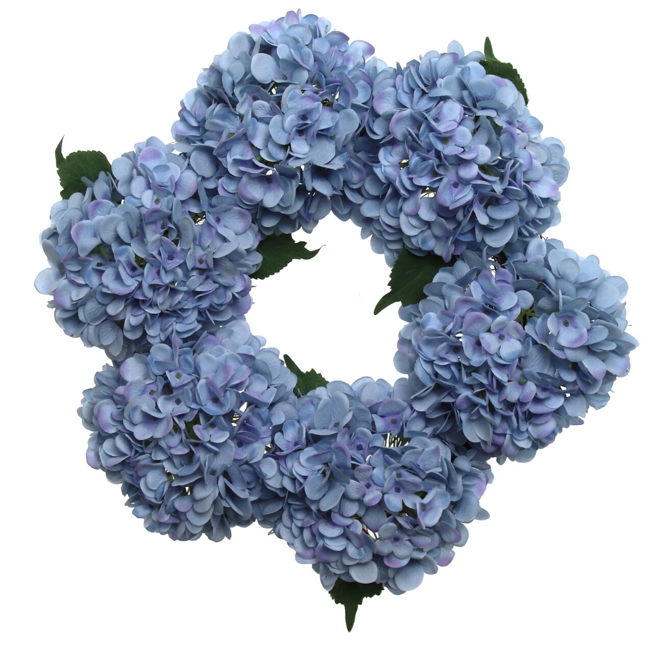 15" Azure Blue Hydrangea Wreath with Grapevine Ring, Floral Home by Artificial Flowers